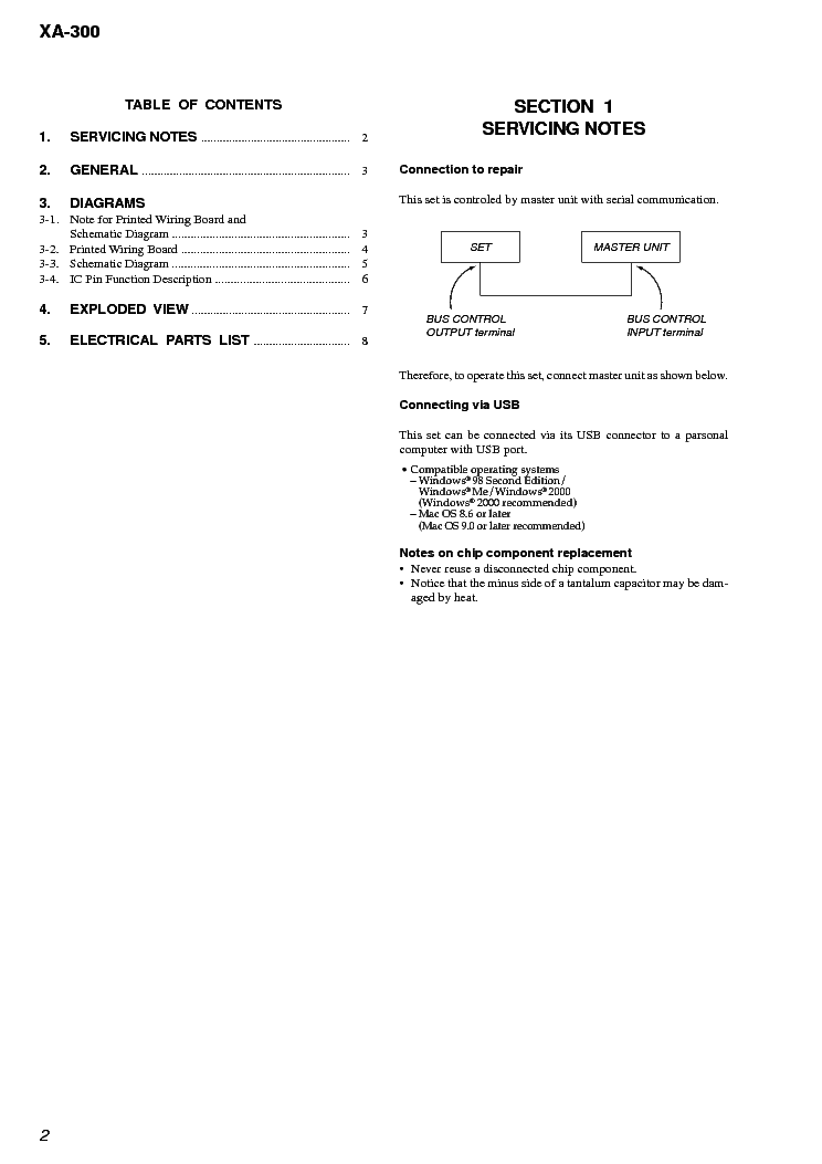 SONY XA-300-VER-1.1 service manual (2nd page)