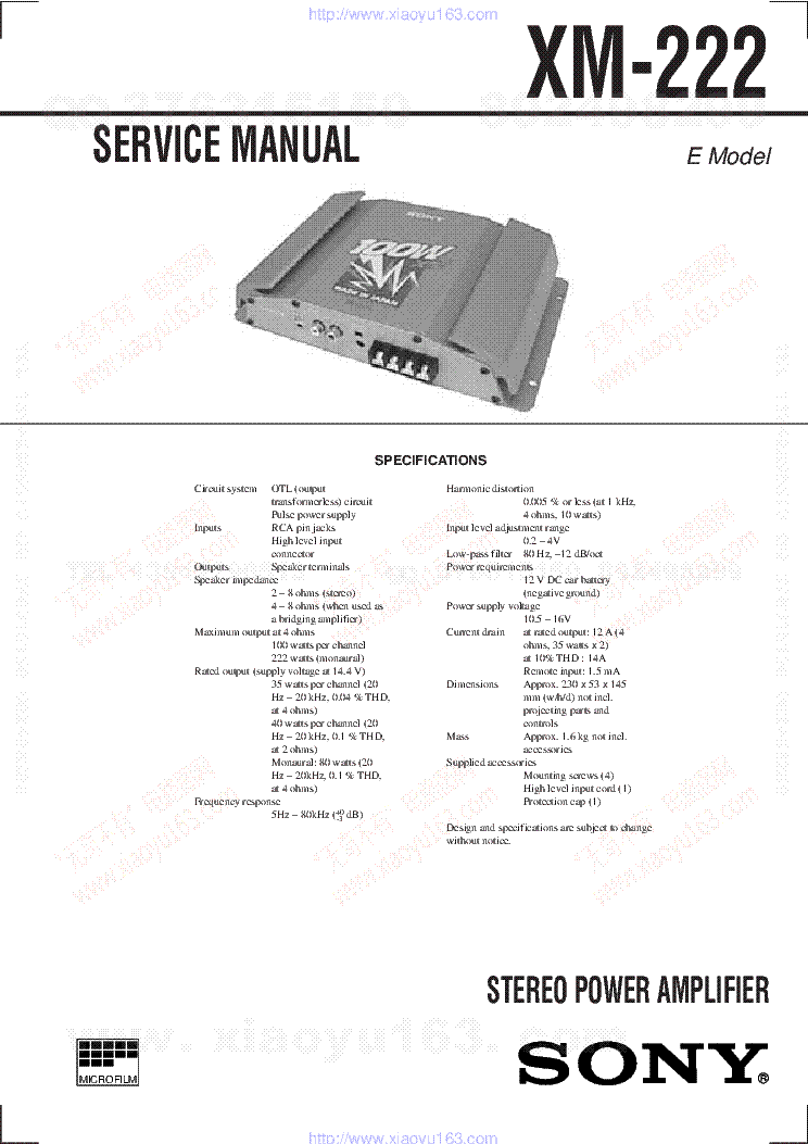 SONY XM-222 service manual (1st page)