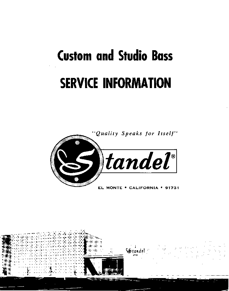 STANDEL CUSTOM STUDIO BASS service manual