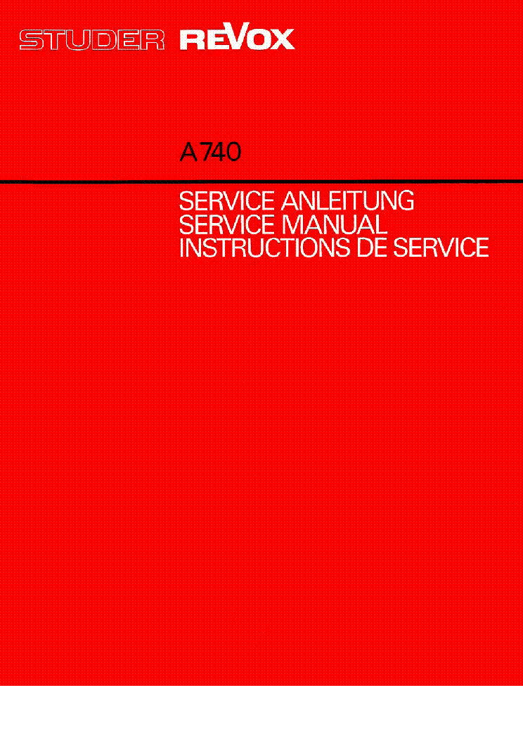 STUDER A700 SERVICE MANUAL Pdf Download