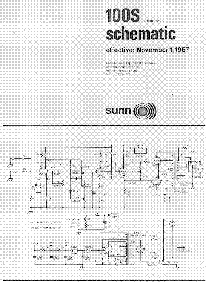 Sunn 100s Service Manual Download Schematics Eeprom Repair Info For Electronics Experts 