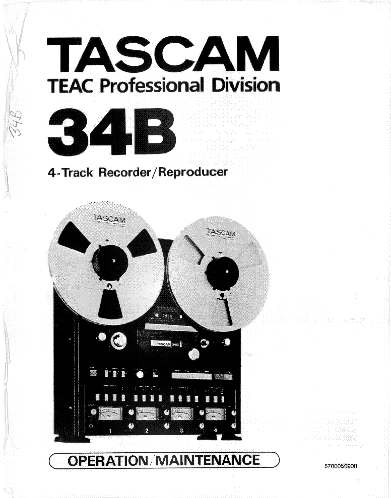 TASCAM 34B 4-TRACK RECORDER 106PAGES SM Service Manual download