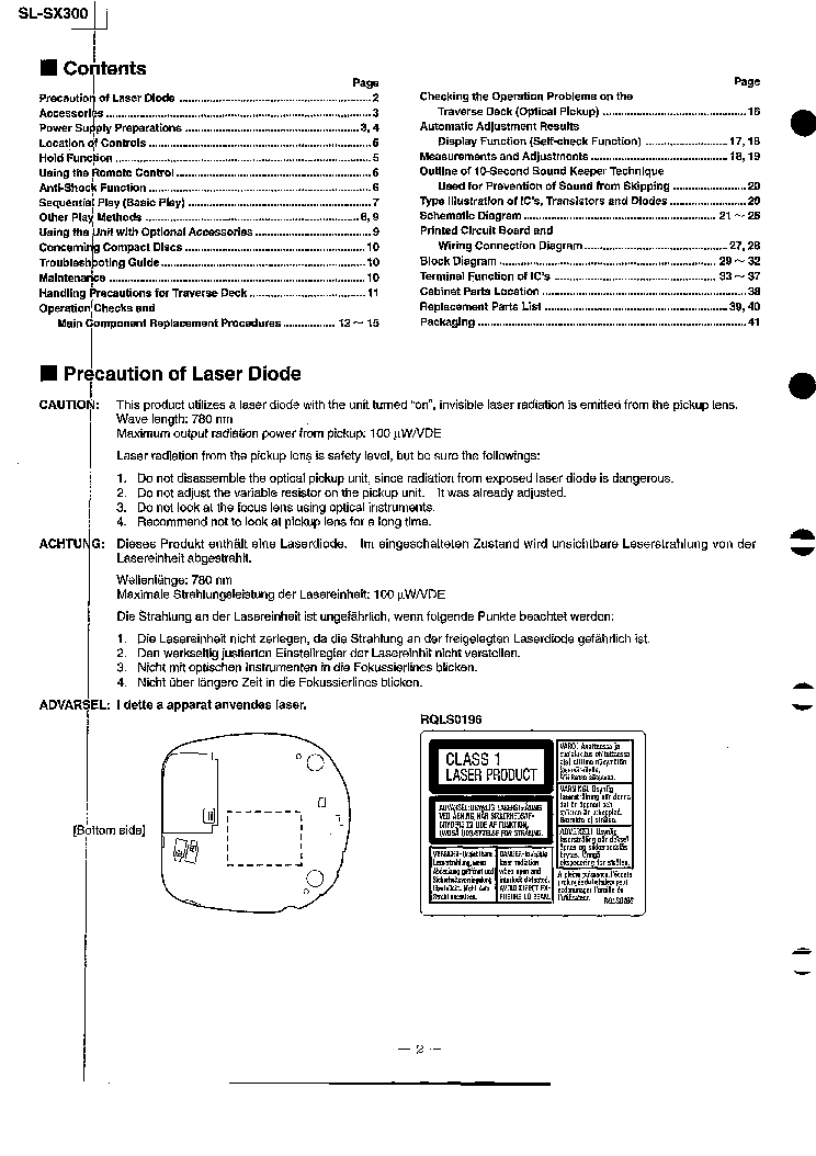 TECHNICS PORTABLE SL-SX-300 Service Manual download, schematics, eeprom