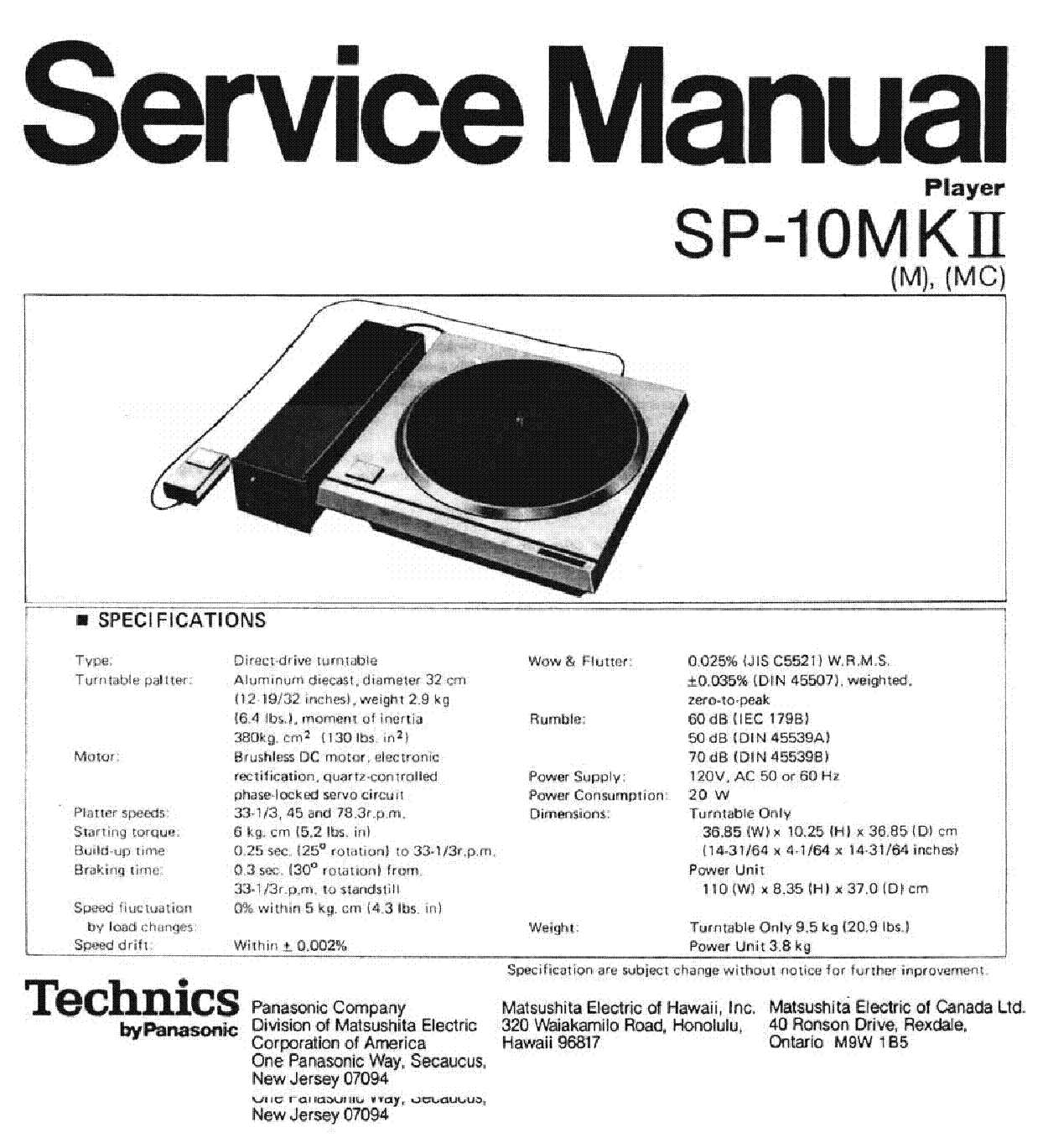TECHNICS SP-10MK2 M-MC SM Service Manual download, schematics, eeprom,  repair info for electronics experts
