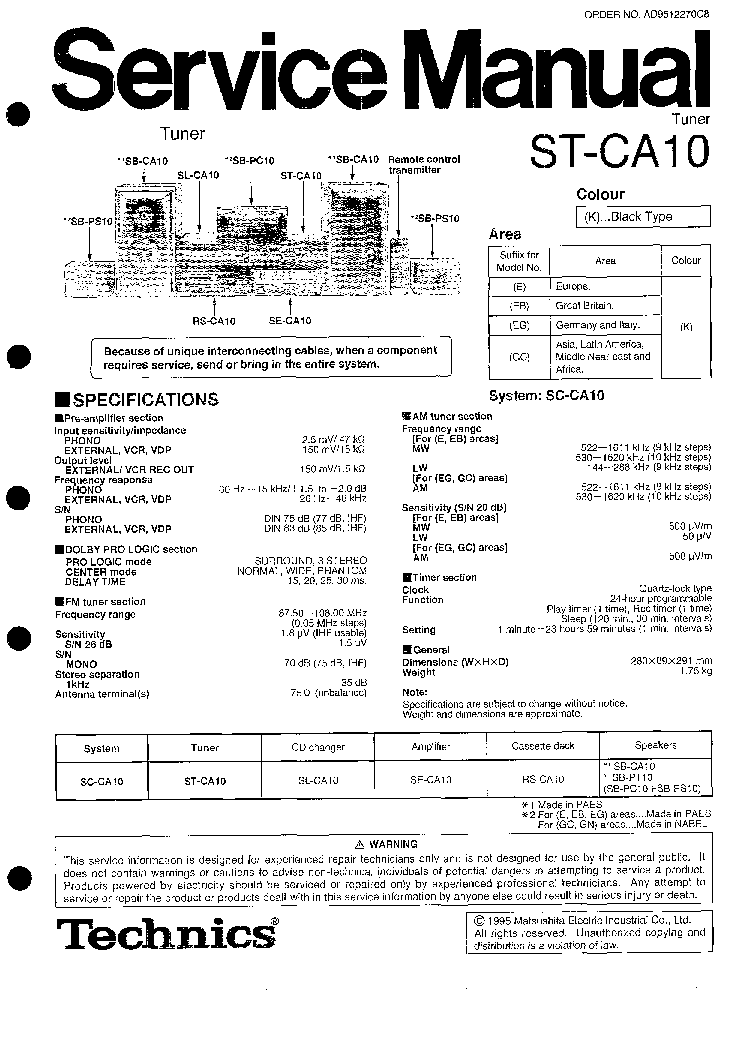 TECHNICS ST-CA10 service manual (1st page)