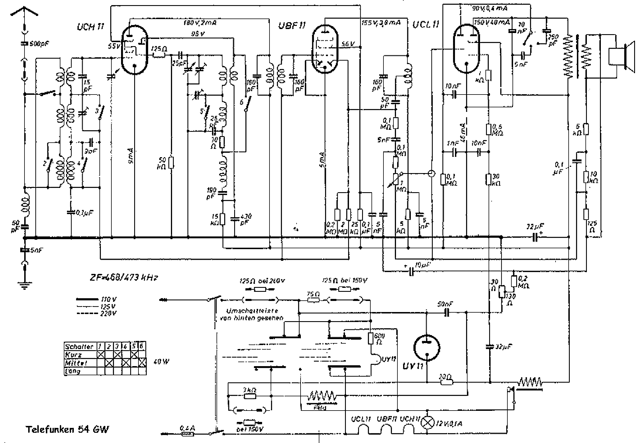 TELEFUNKEN 54GW AC-DC RADIO SCH service manual