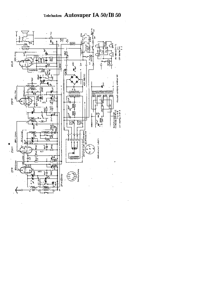 TELEFUNKEN AUTOSUPER IA50 VIBRATOR RADIO SCH service manual