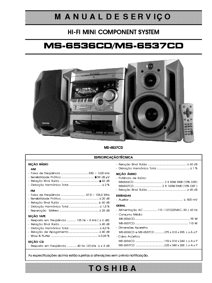 TOSHIBA MS-6536CD MS-6537CD service manual (1st page)