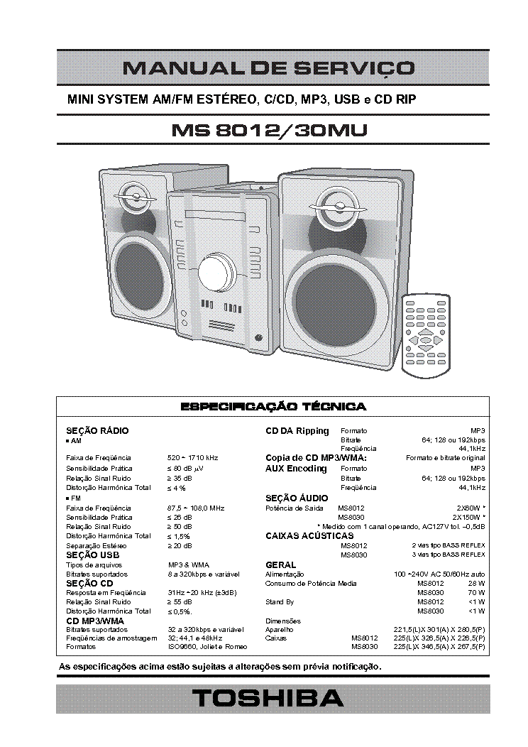 TOSHIBA MS-8012MU MS-8030MU SM service manual (1st page)