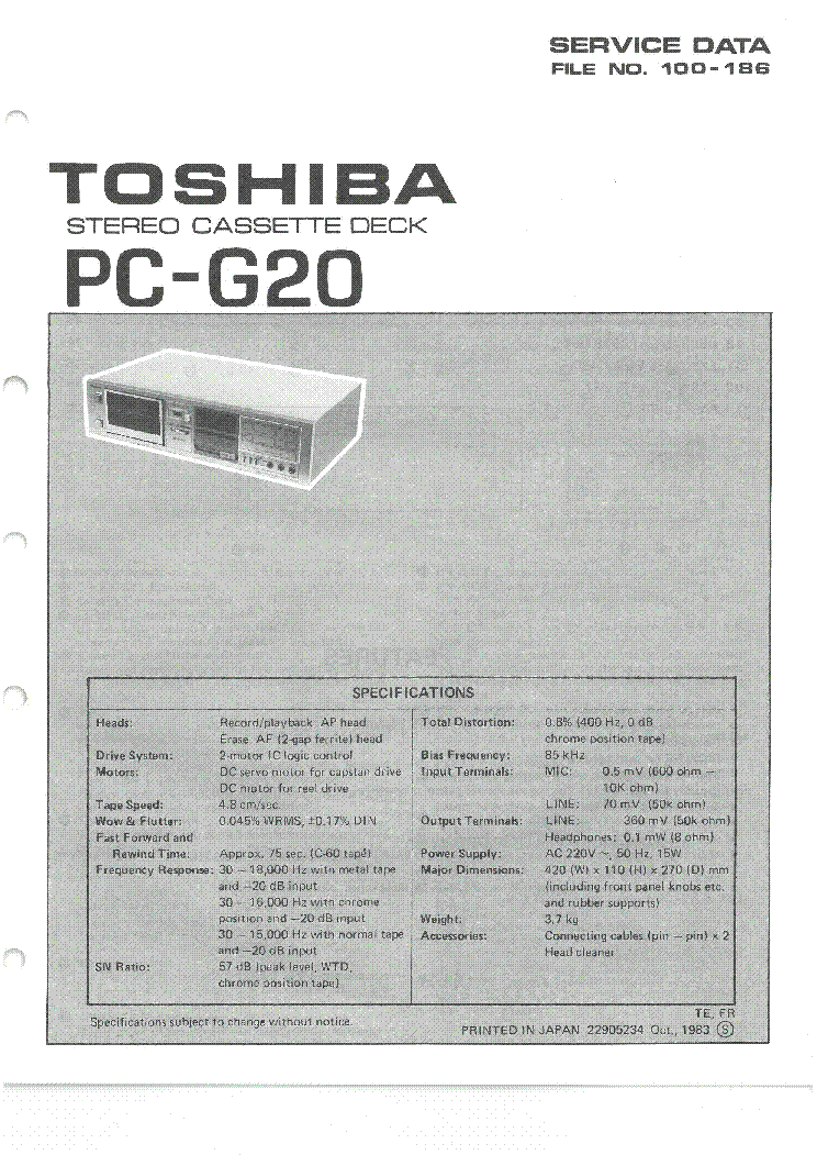 TOSHIBA PC-G20 SERVICE MANUAL service manual (1st page)