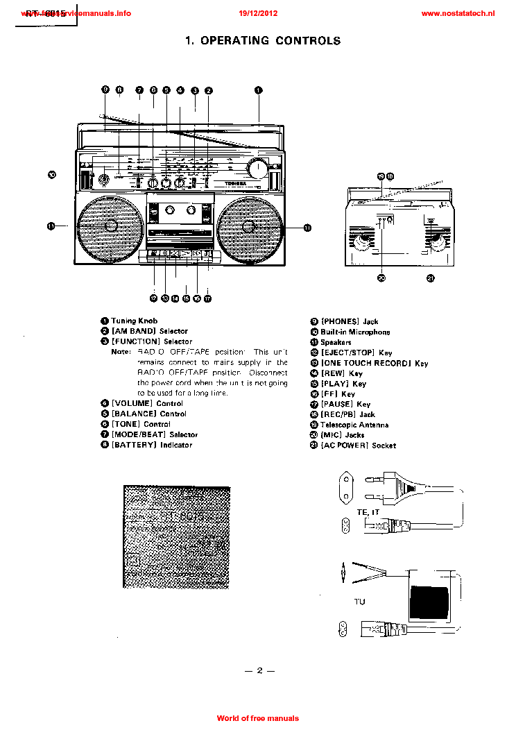 TOSHIBA RT-6015 service manual (2nd page)