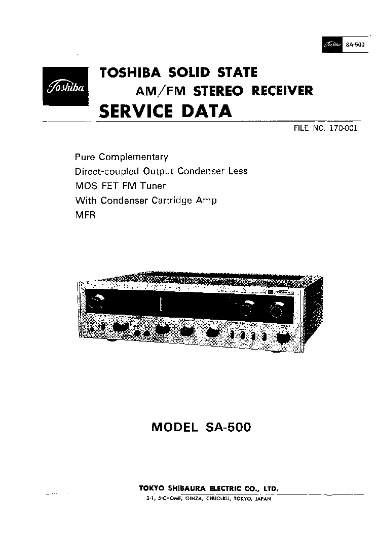 TOSHIBA SA-500 service manual (1st page)
