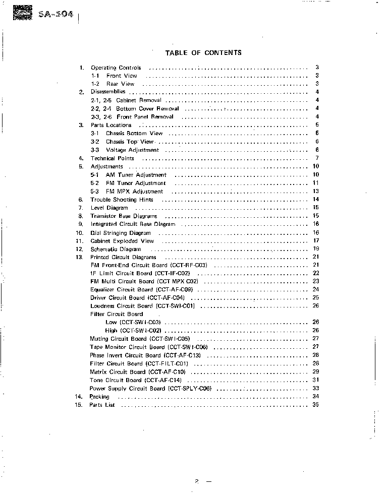 TOSHIBA SA-504 service manual (2nd page)