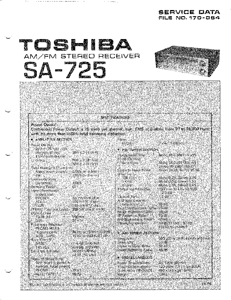 TOSHIBA SA-725 service manual (1st page)