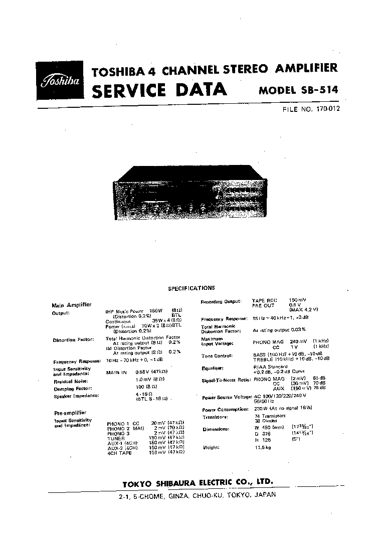 TOSHIBA SB-514 service manual (1st page)