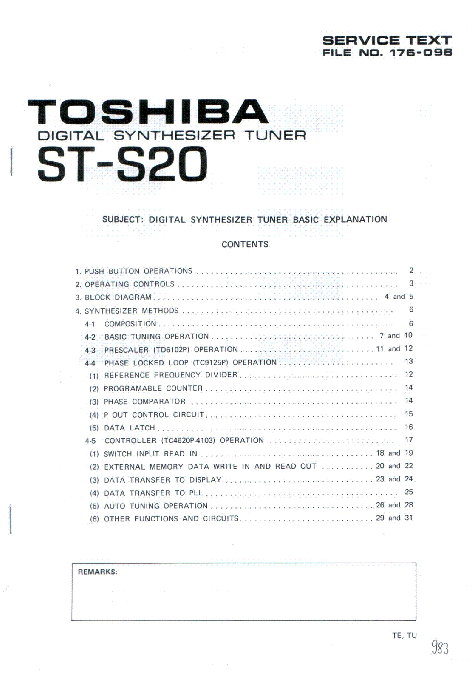 TOSHIBA ST-S20 SM service manual (1st page)