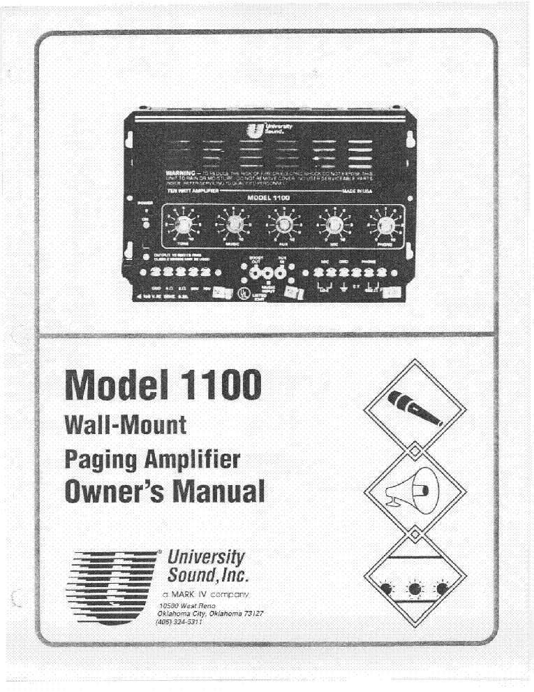 UNIVERSITY-SOUND 1100 service manual