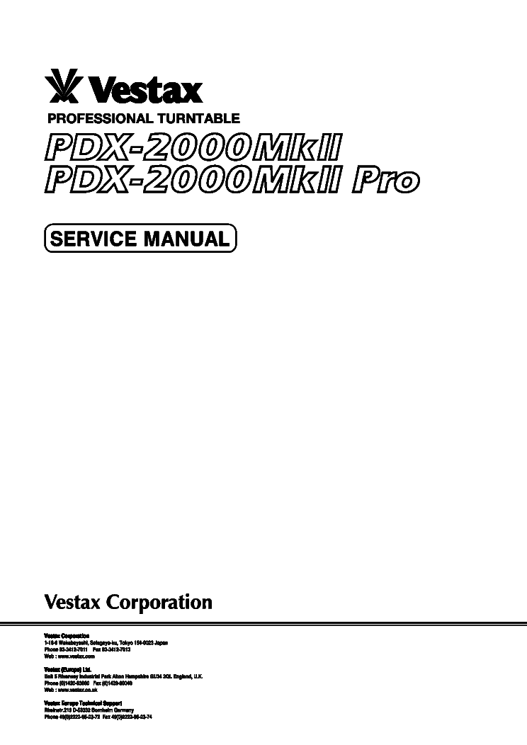 VESTAX PDX-2000MK2-PRO SM Service Manual download, schematics, eeprom