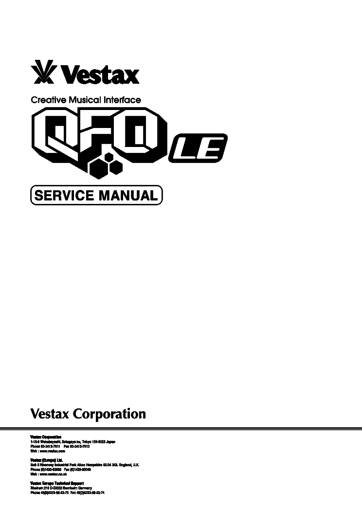 VESTAX QFO-LE SM Service Manual download, schematics, eeprom, repair