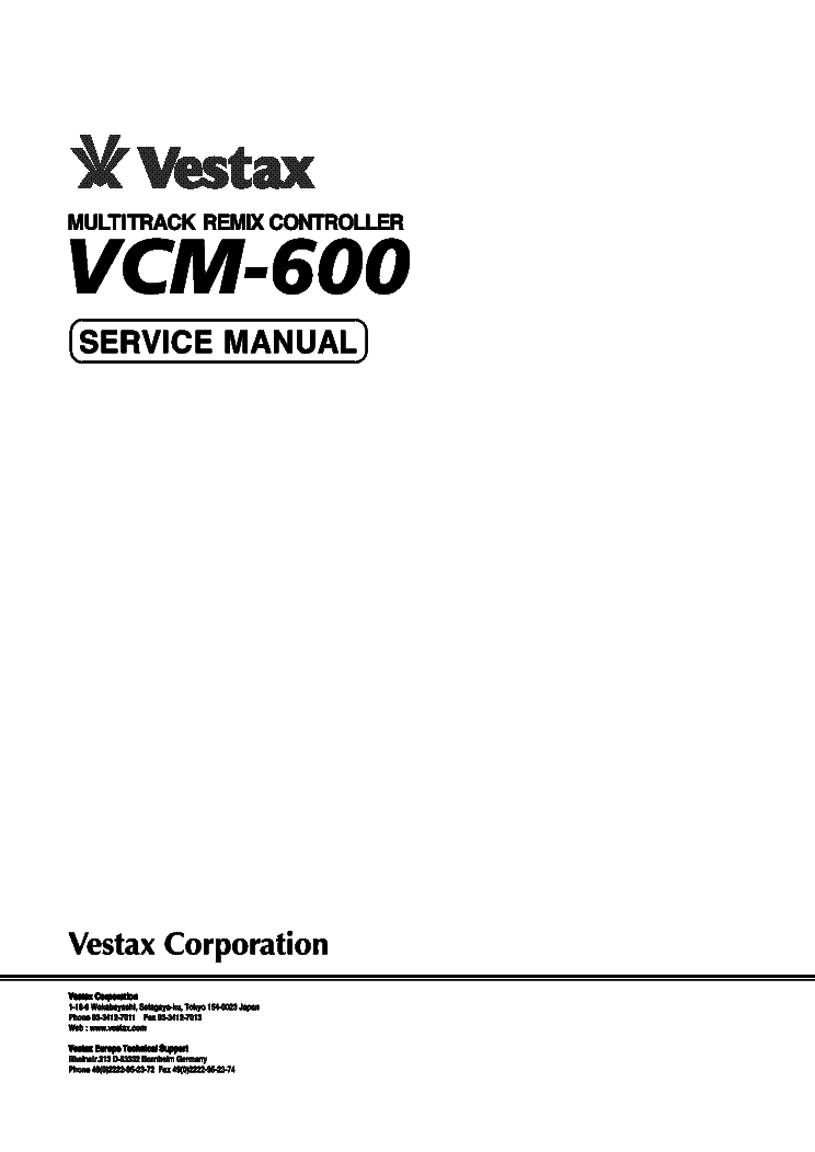 VESTAX VCM-600 SM Service Manual download, schematics, eeprom, repair