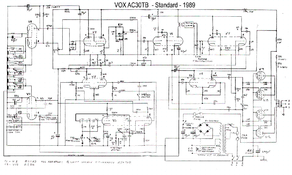 VOX AC30 LIMITED 1990 SCH Service Manual download, schematics, eeprom ...