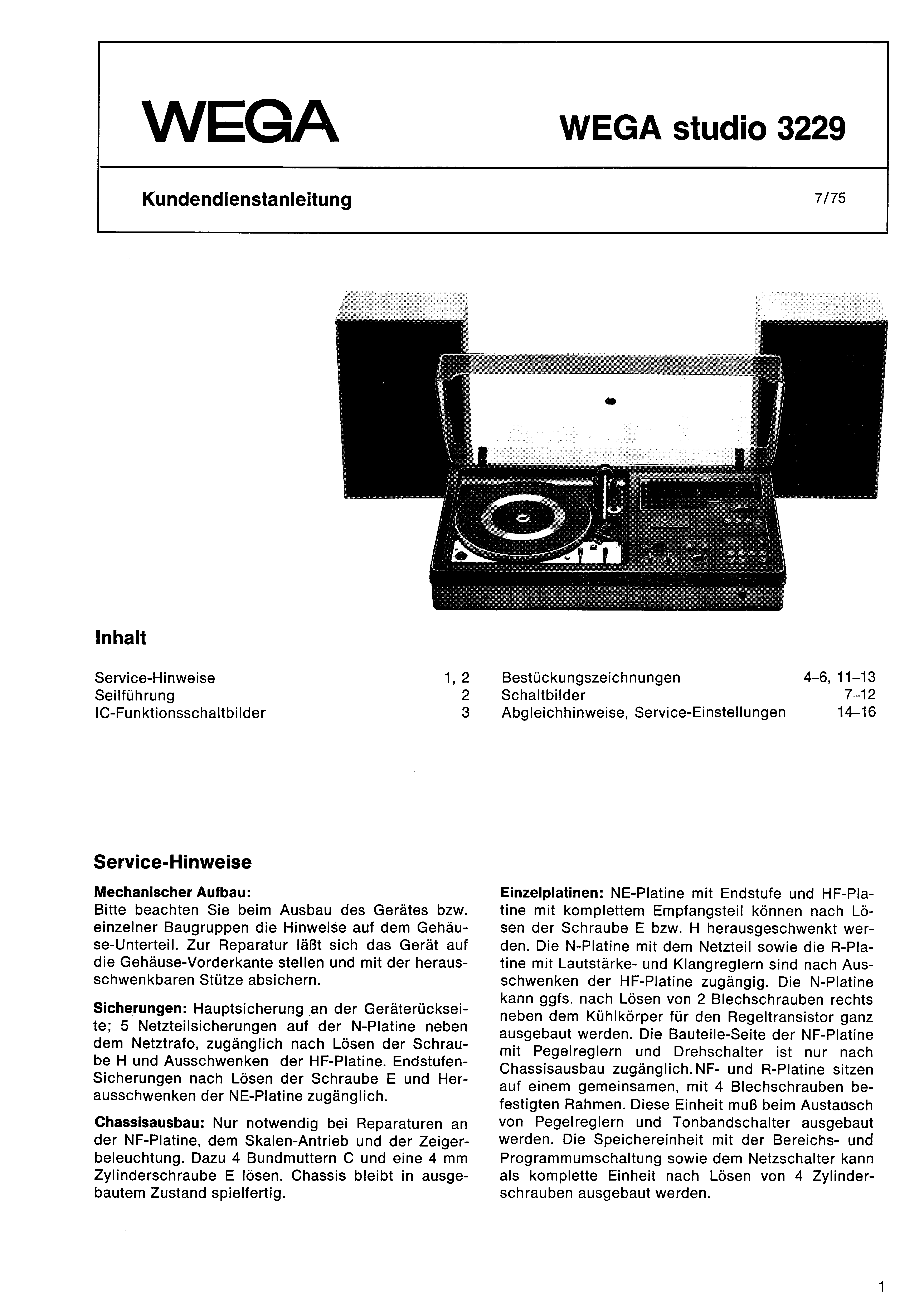 WEGA STUDIO 3229 SM service manual