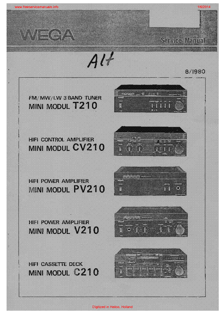 WEGA T-210 CV210 PV210 V210 C210 SM service manual