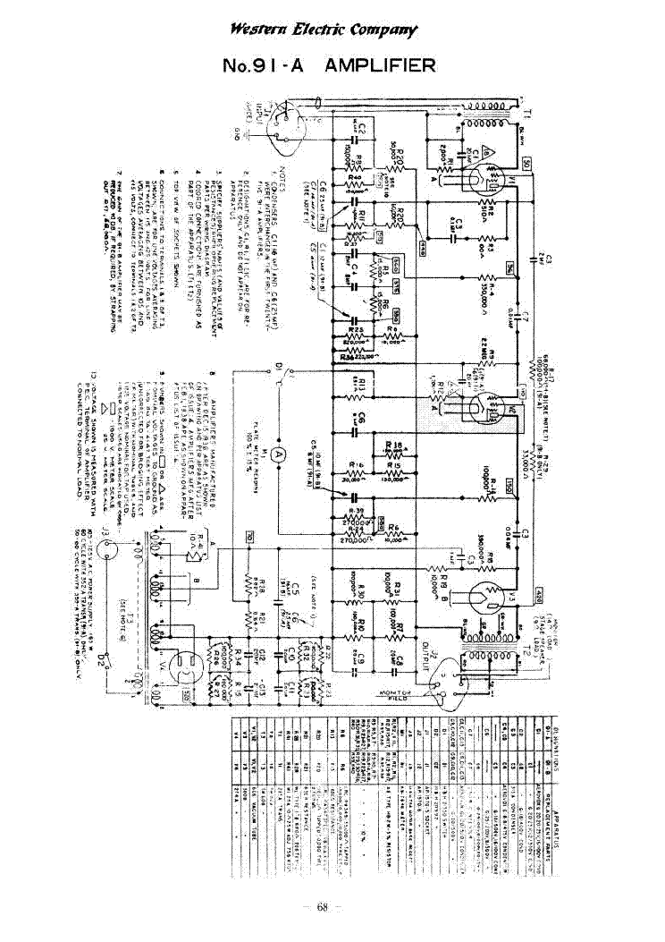WESTERN ELECTRIC 91A AMPLIFIER service manual
