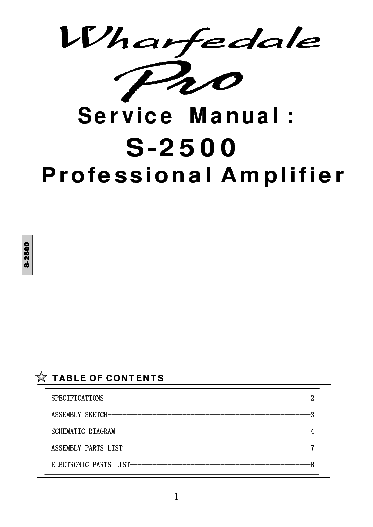 WHARFEDALE PRO S2500 service manual