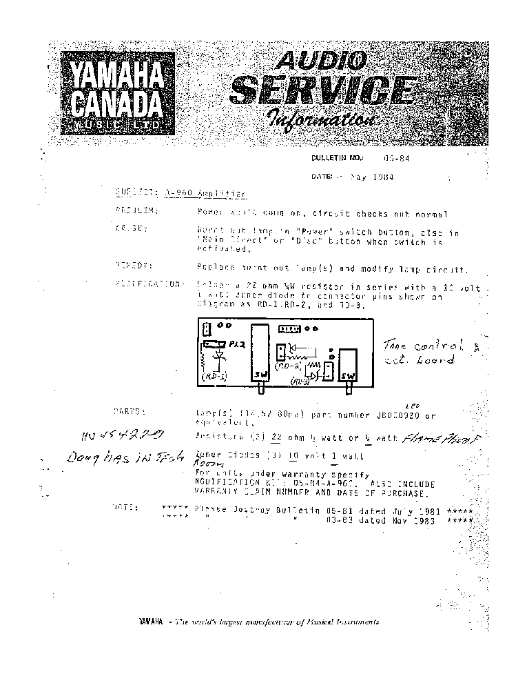 YAMAHA A-960 SM 1 service manual (2nd page)