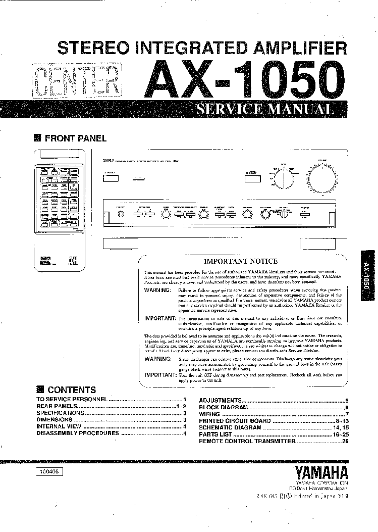 YAMAHA AX-1050 SM service manual (1st page)