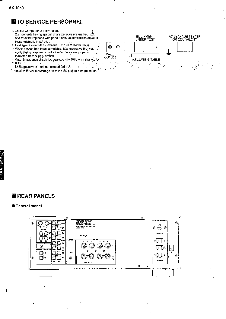 YAMAHA AX-1050 SM service manual (2nd page)