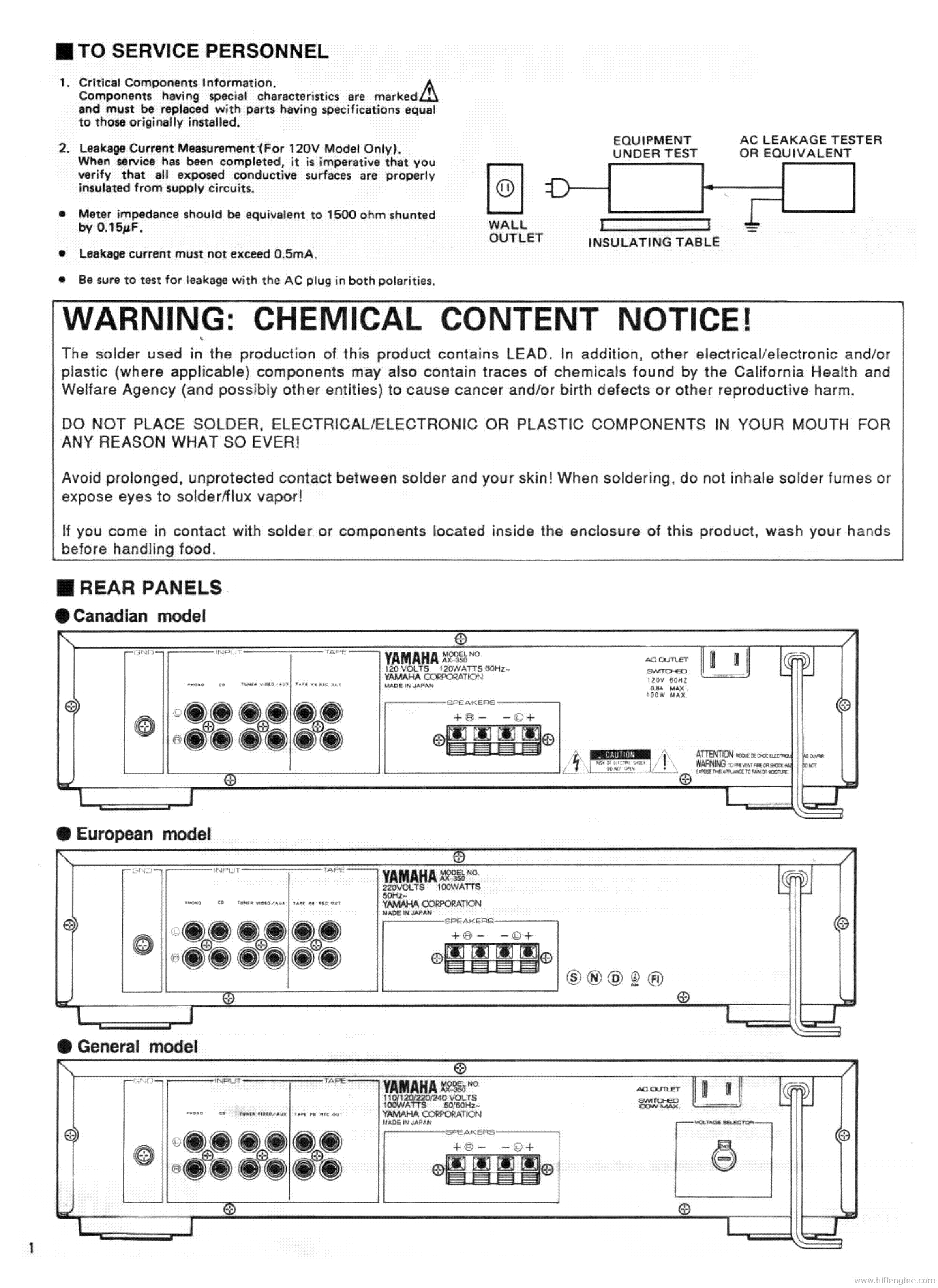 YAMAHA AX-350 AMPLIFIER service manual (2nd page)