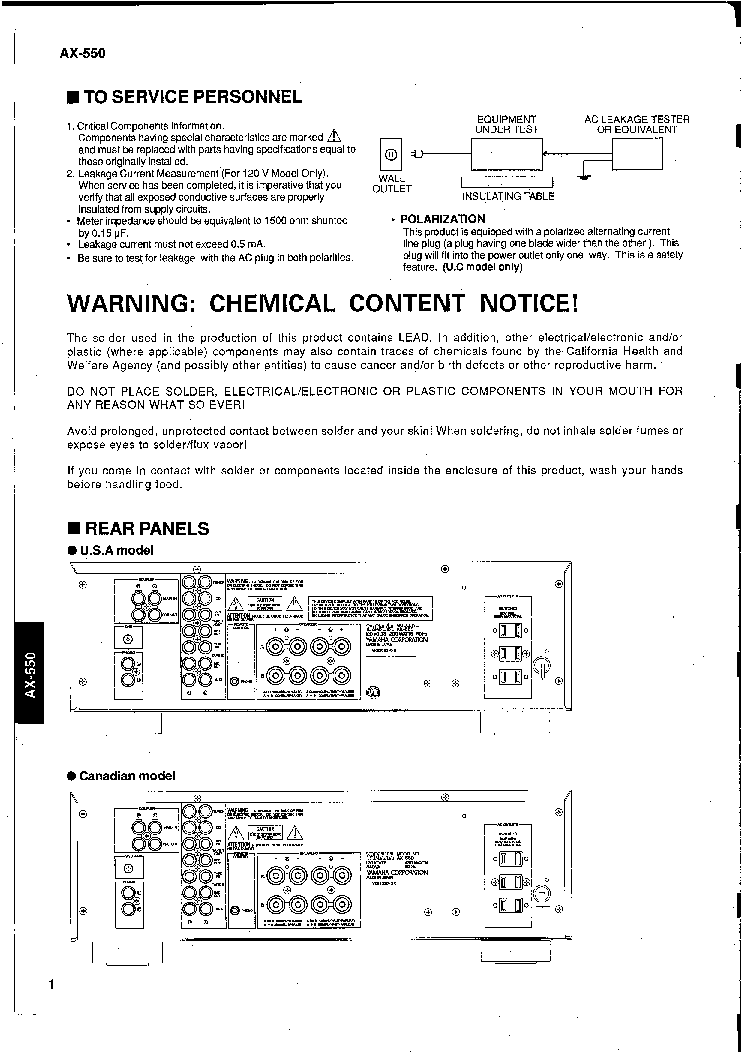 YAMAHA AX-550 SM service manual (2nd page)