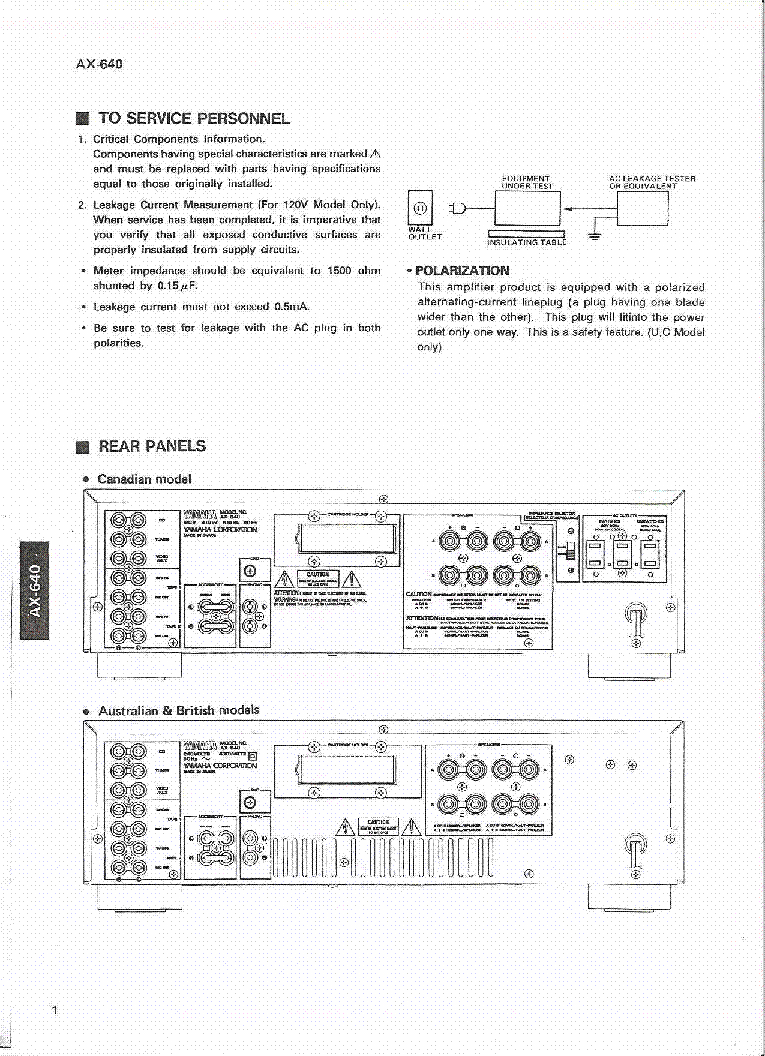 YAMAHA AX-640 Service Manual download, schematics, eeprom, repair info