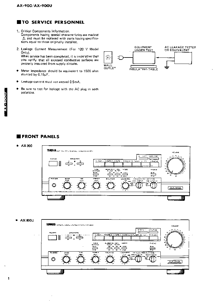 YAMAHA AX-900 AX-900U AMPLIFIER service manual (2nd page)