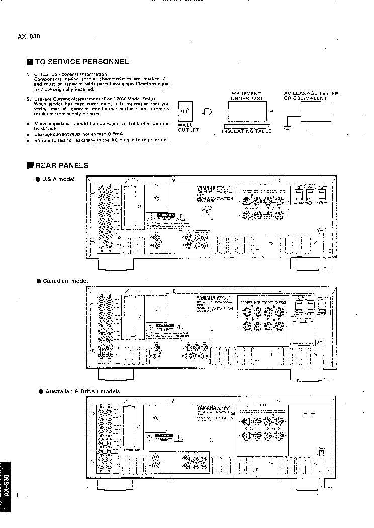 YAMAHA AX-930 SM service manual (2nd page)