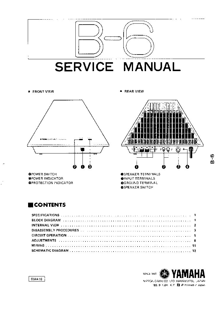 YAMAHA B-6 service manual (1st page)