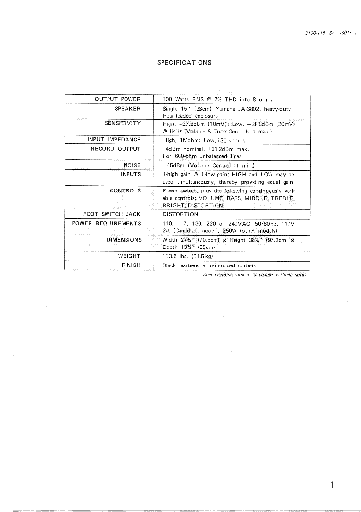 YAMAHA B100-115 service manual (2nd page)