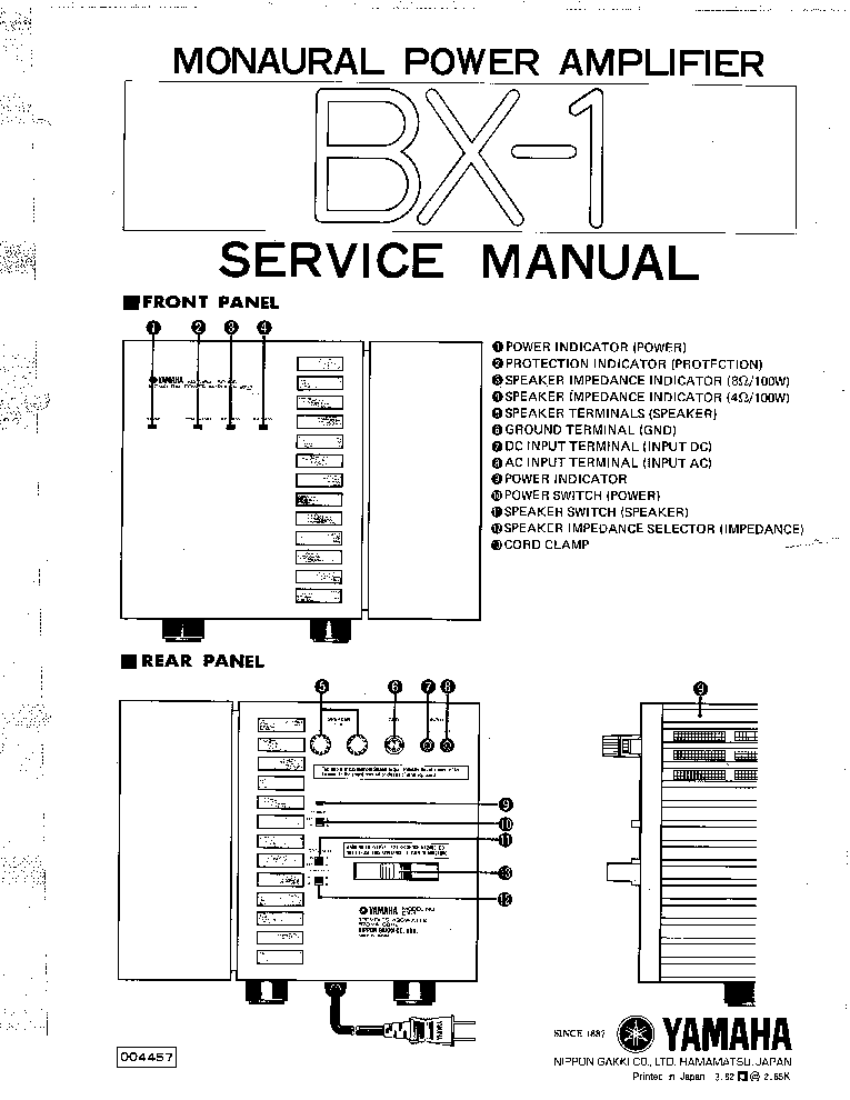 YAMAHA BX-1 service manual (1st page)
