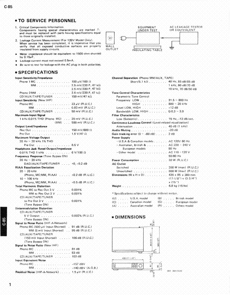 YAMAHA C85 Service Manual download, schematics, eeprom, repair info for