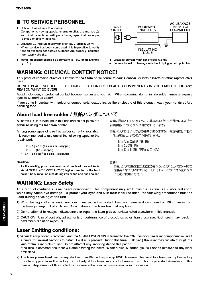 YAMAHA CD-S2000 SM service manual (2nd page)