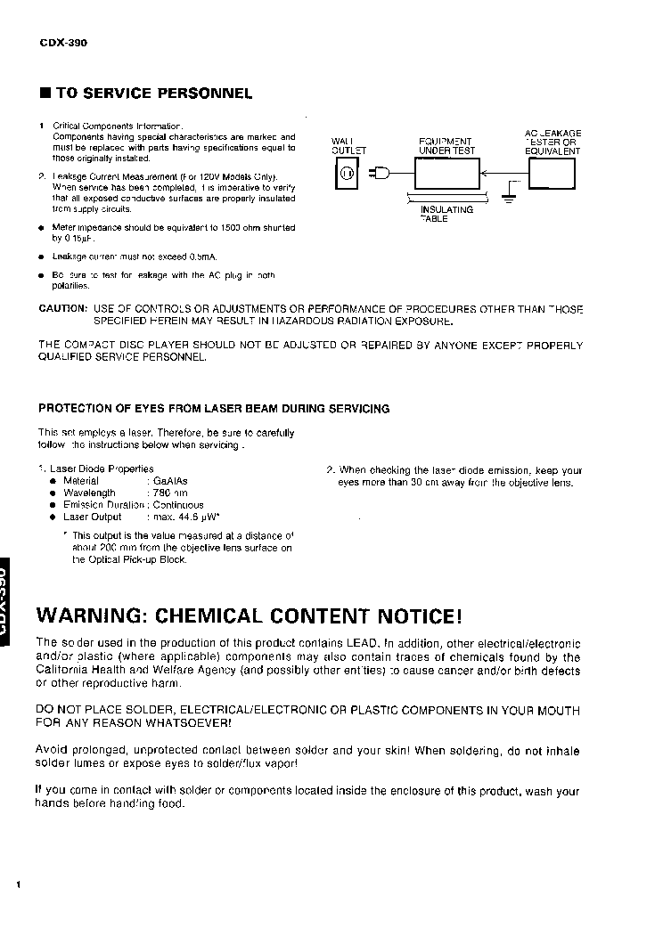 YAMAHA CDX-390 SM service manual (2nd page)