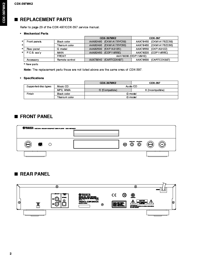 YAMAHA CDX-397MK2 SM service manual (2nd page)