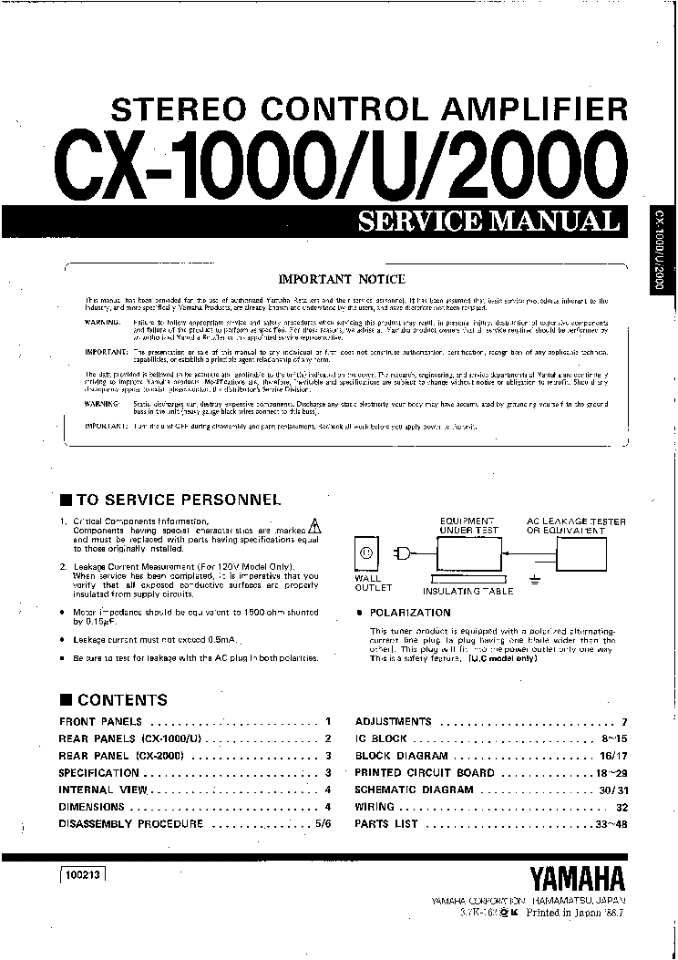 YAMAHA CX-1000 1000U 2000 SM service manual (1st page)