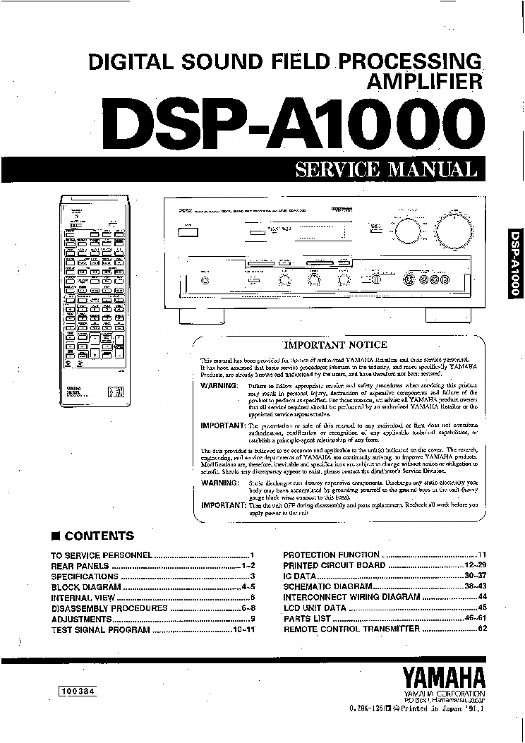 YAMAHA DSP-A1000 SM service manual (1st page)