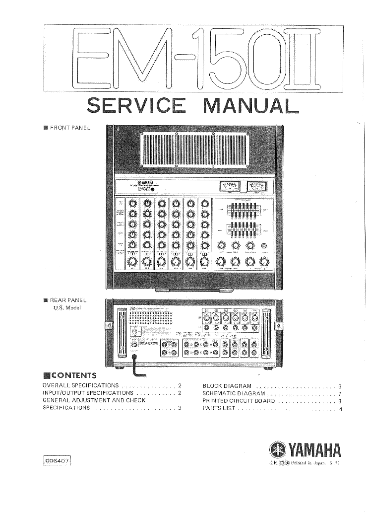 YAMAHA EM-150II SM Service Manual download, schematics, eeprom, repair