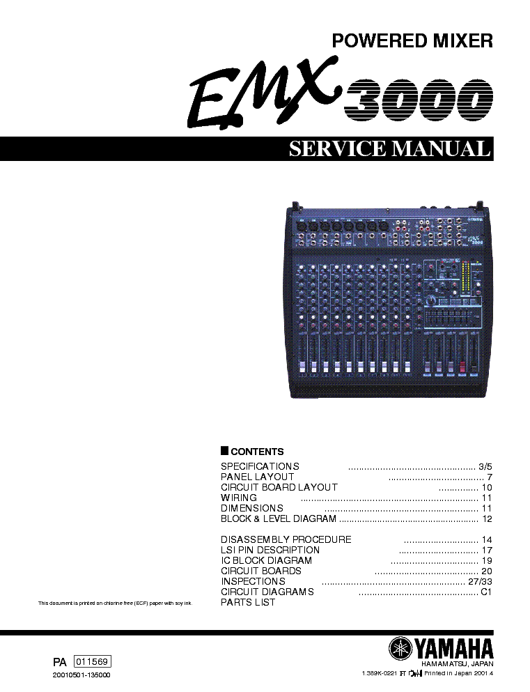 YAMAHA EMX3000 service manual (1st page)