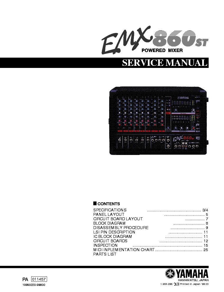 YAMAHA EMX860ST service manual (1st page)
