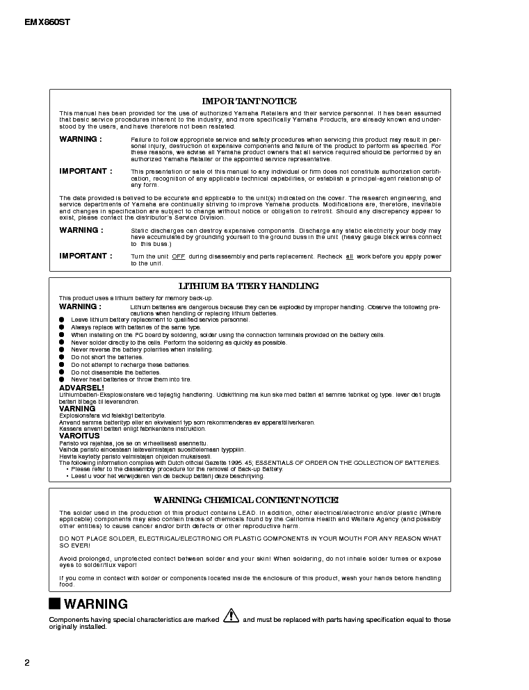 YAMAHA EMX860ST service manual (2nd page)